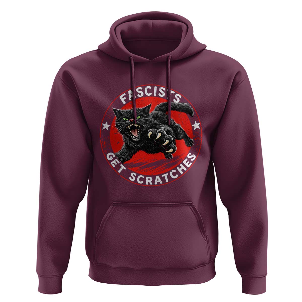 Vintage Black Cat Against Fascists Hoodie