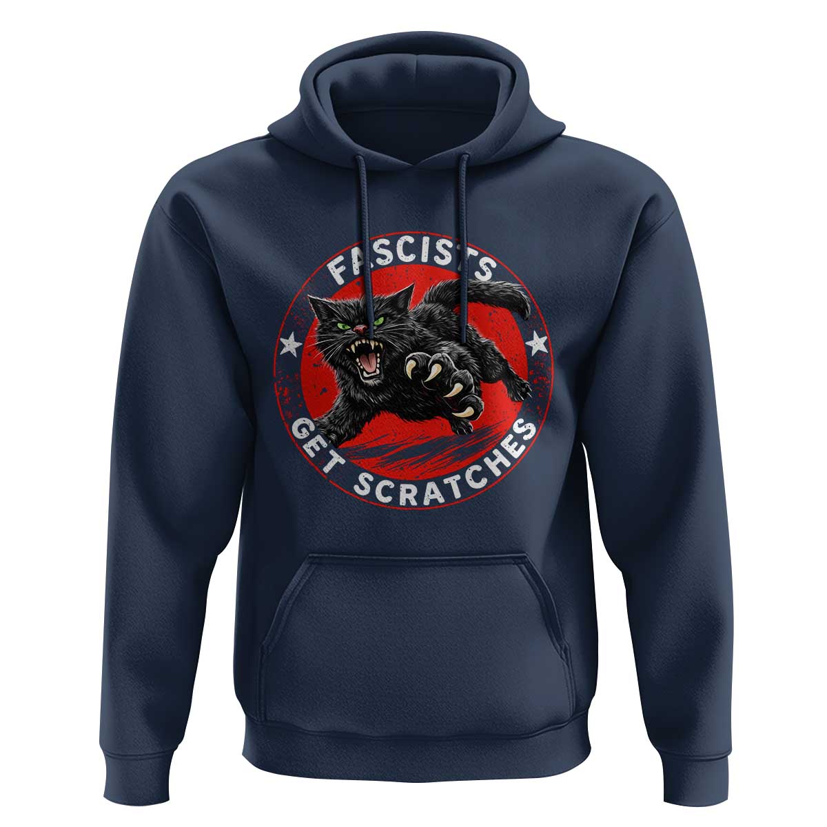 Vintage Black Cat Against Fascists Hoodie
