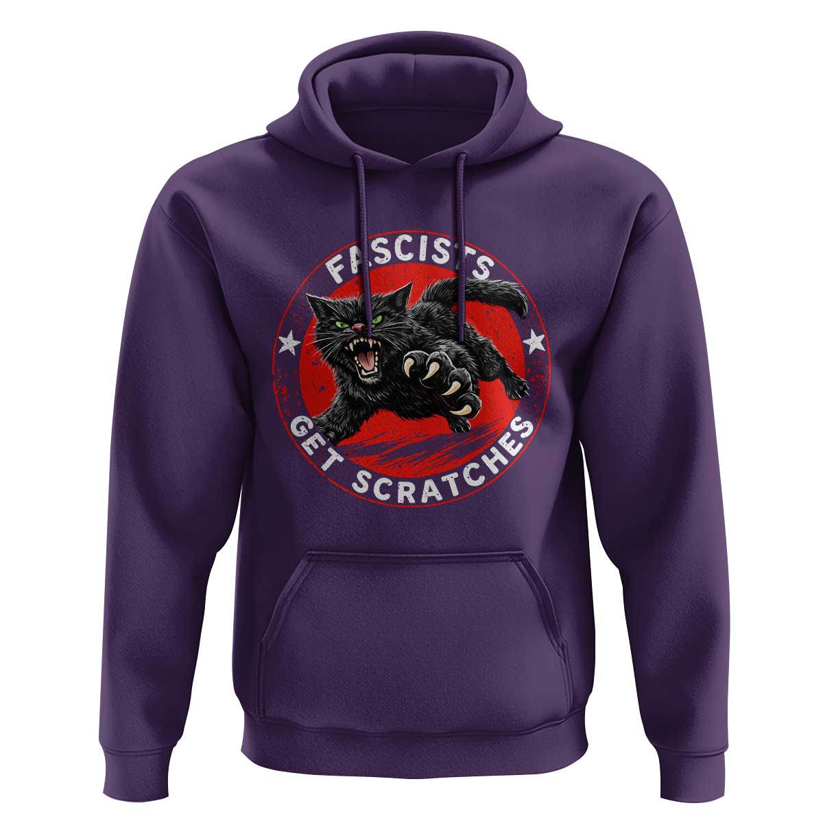 Vintage Black Cat Against Fascists Hoodie