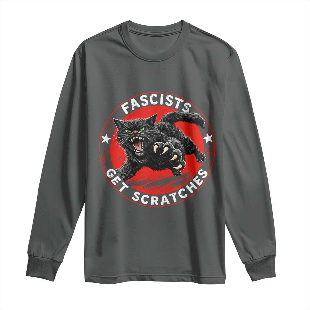 Vintage Black Cat Against Fascists Long Sleeve Shirt