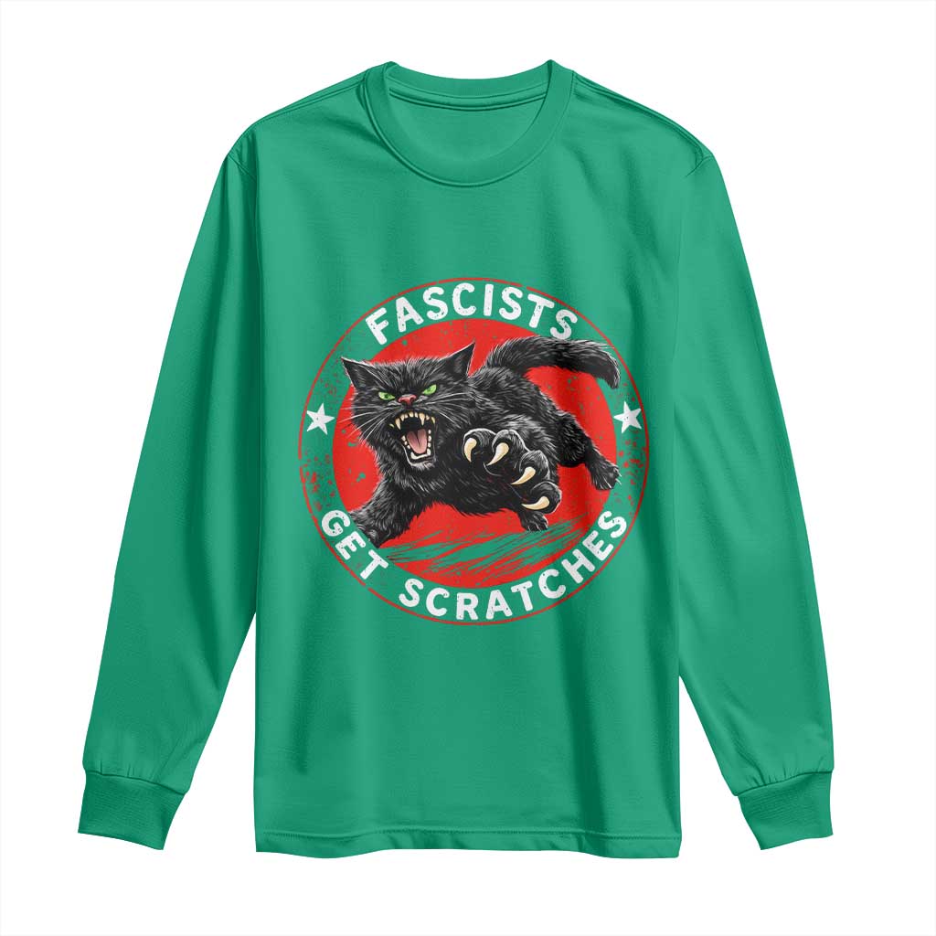 Vintage Black Cat Against Fascists Long Sleeve Shirt