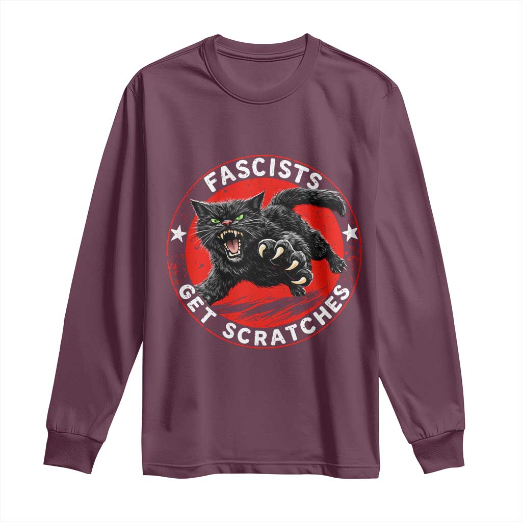 Vintage Black Cat Against Fascists Long Sleeve Shirt