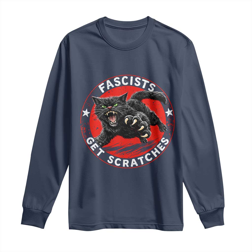 Vintage Black Cat Against Fascists Long Sleeve Shirt