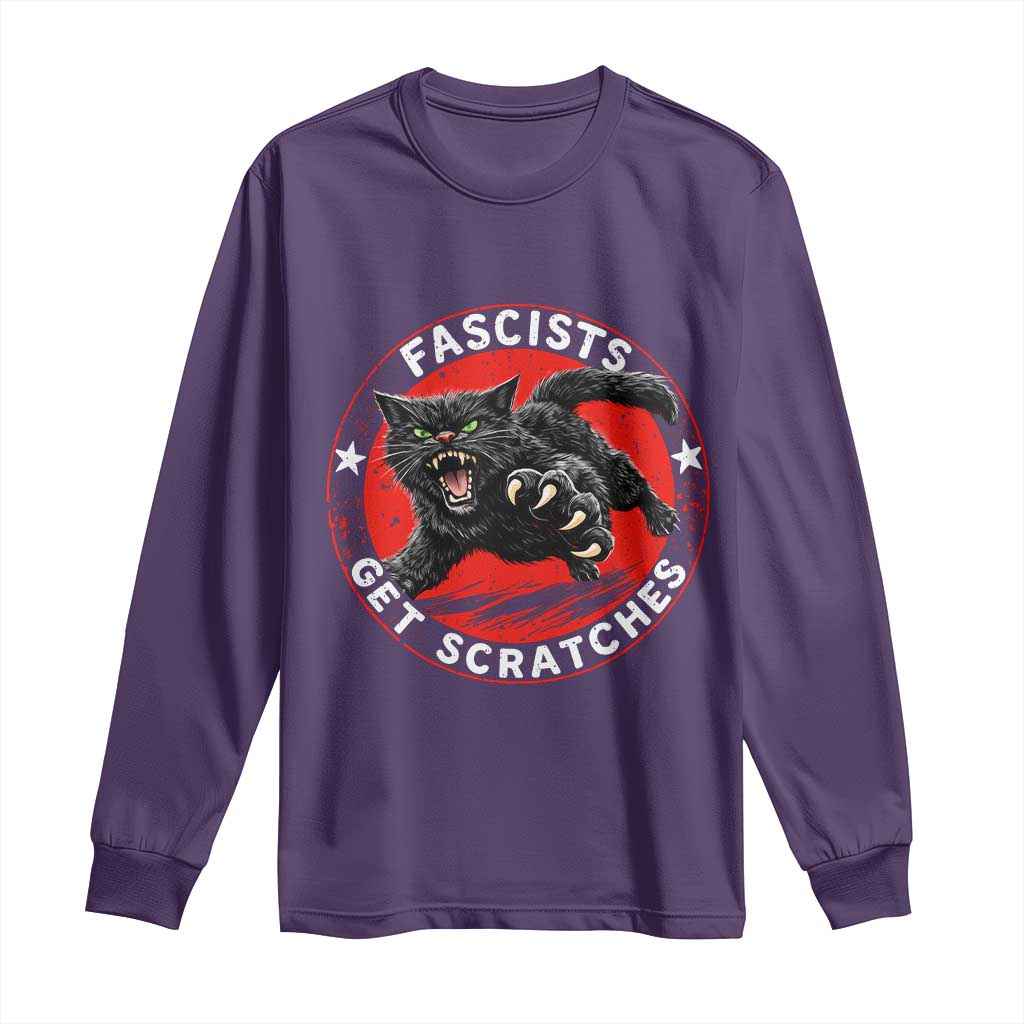 Vintage Black Cat Against Fascists Long Sleeve Shirt