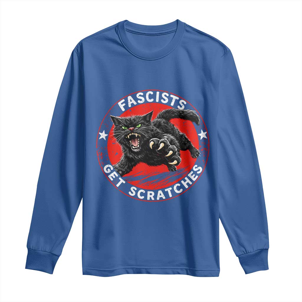 Vintage Black Cat Against Fascists Long Sleeve Shirt