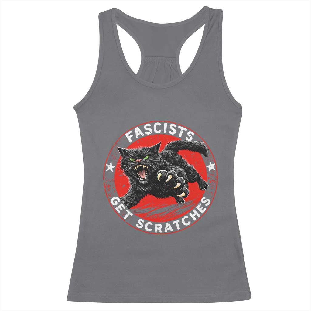 Vintage Black Cat Against Fascists Racerback Tank Top