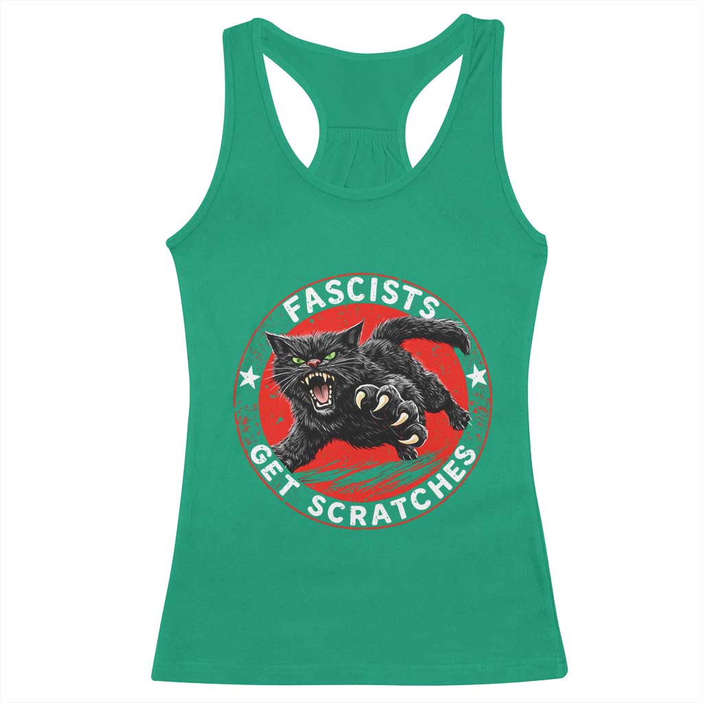 Vintage Black Cat Against Fascists Racerback Tank Top
