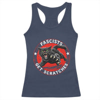 Vintage Black Cat Against Fascists Racerback Tank Top