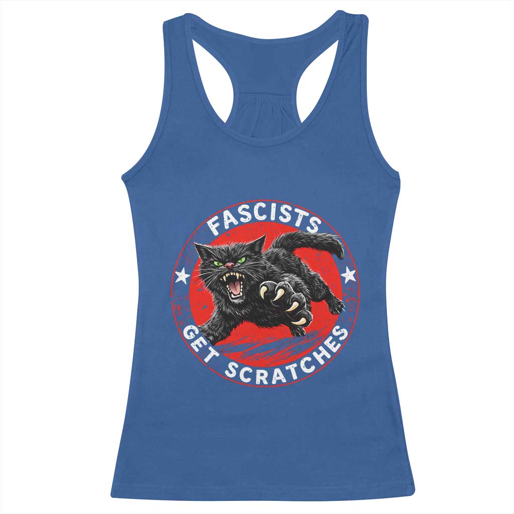 Vintage Black Cat Against Fascists Racerback Tank Top
