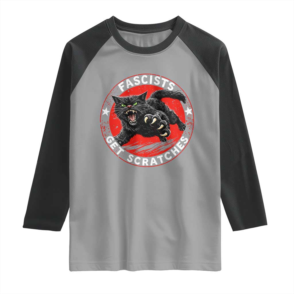 Vintage Black Cat Against Fascists Raglan Shirt