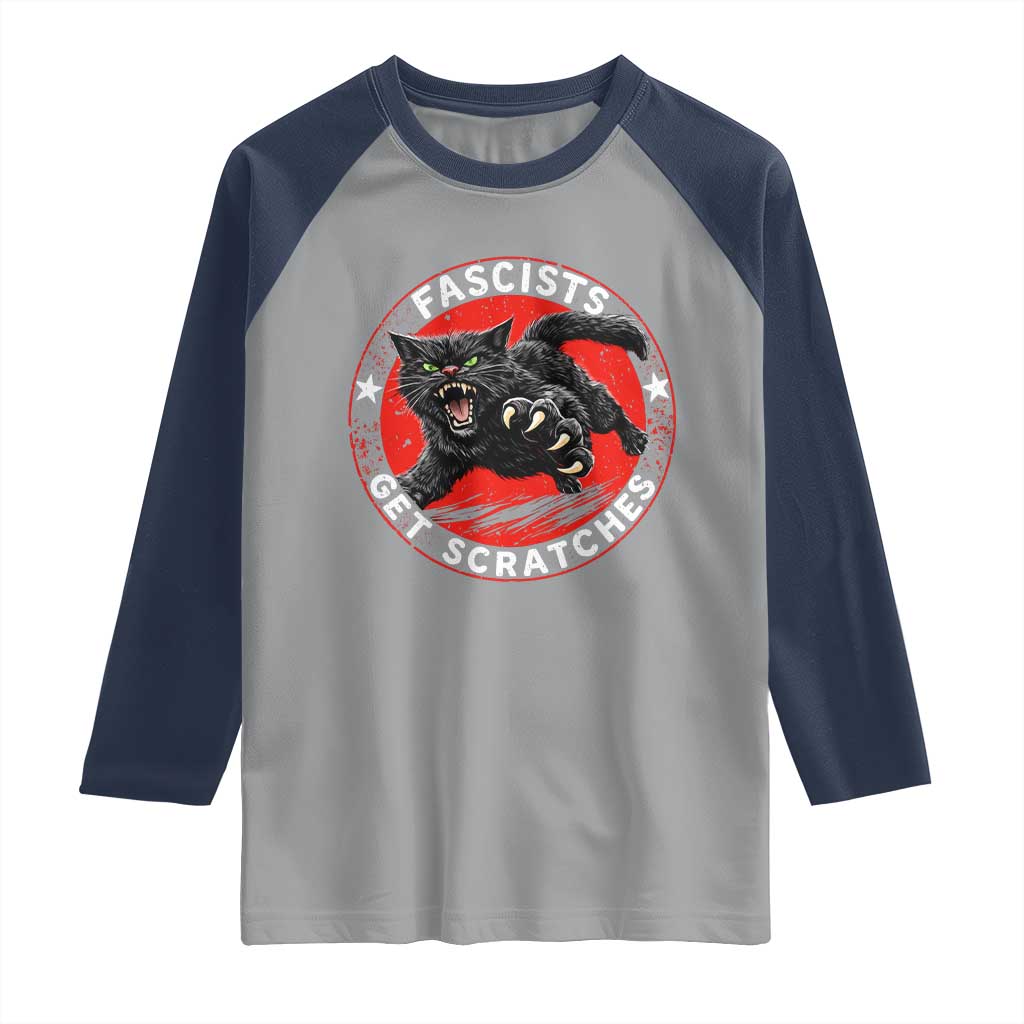 Vintage Black Cat Against Fascists Raglan Shirt