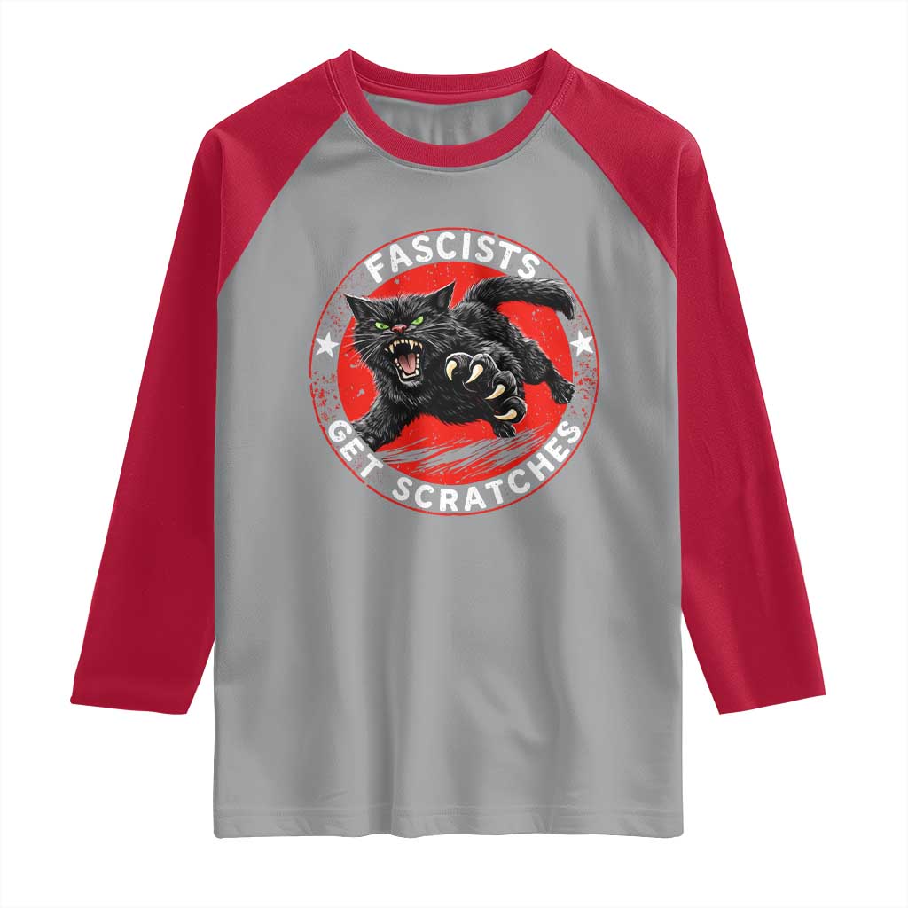 Vintage Black Cat Against Fascists Raglan Shirt