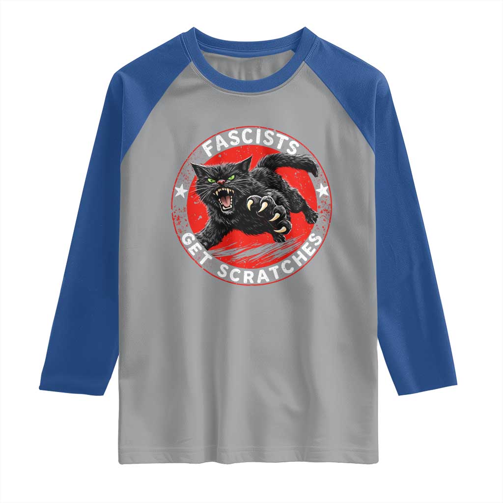 Vintage Black Cat Against Fascists Raglan Shirt