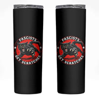 Vintage Black Cat Against Fascists Skinny Tumbler