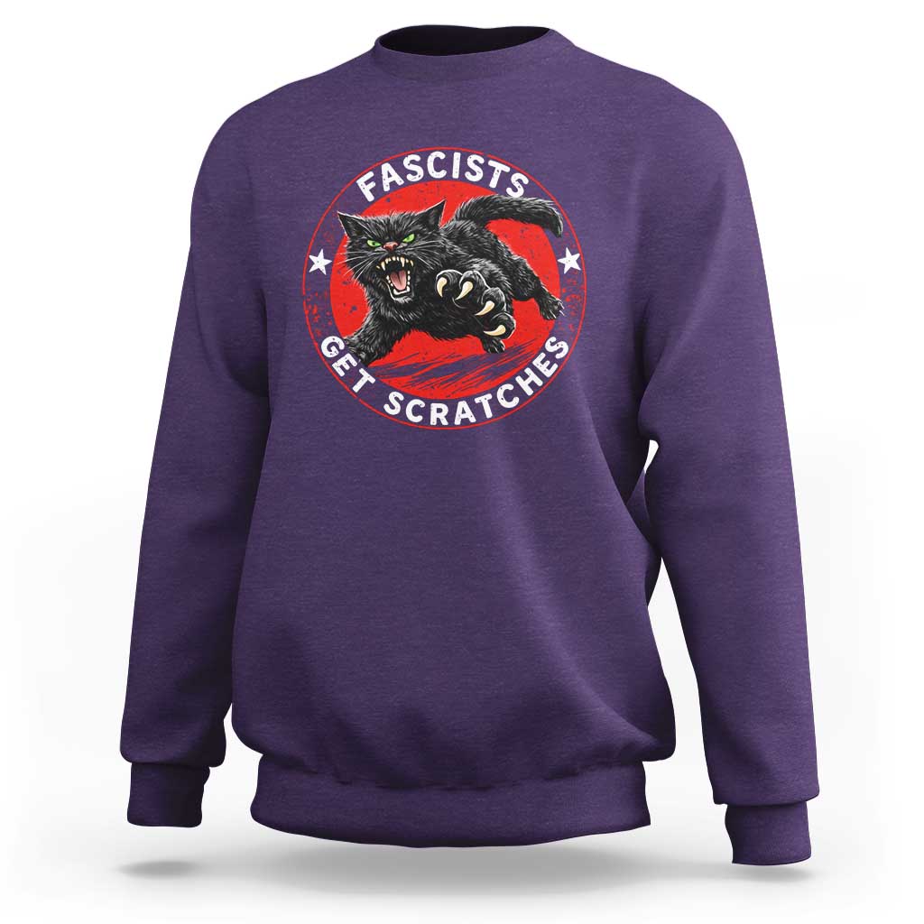 Vintage Black Cat Against Fascists Sweatshirt