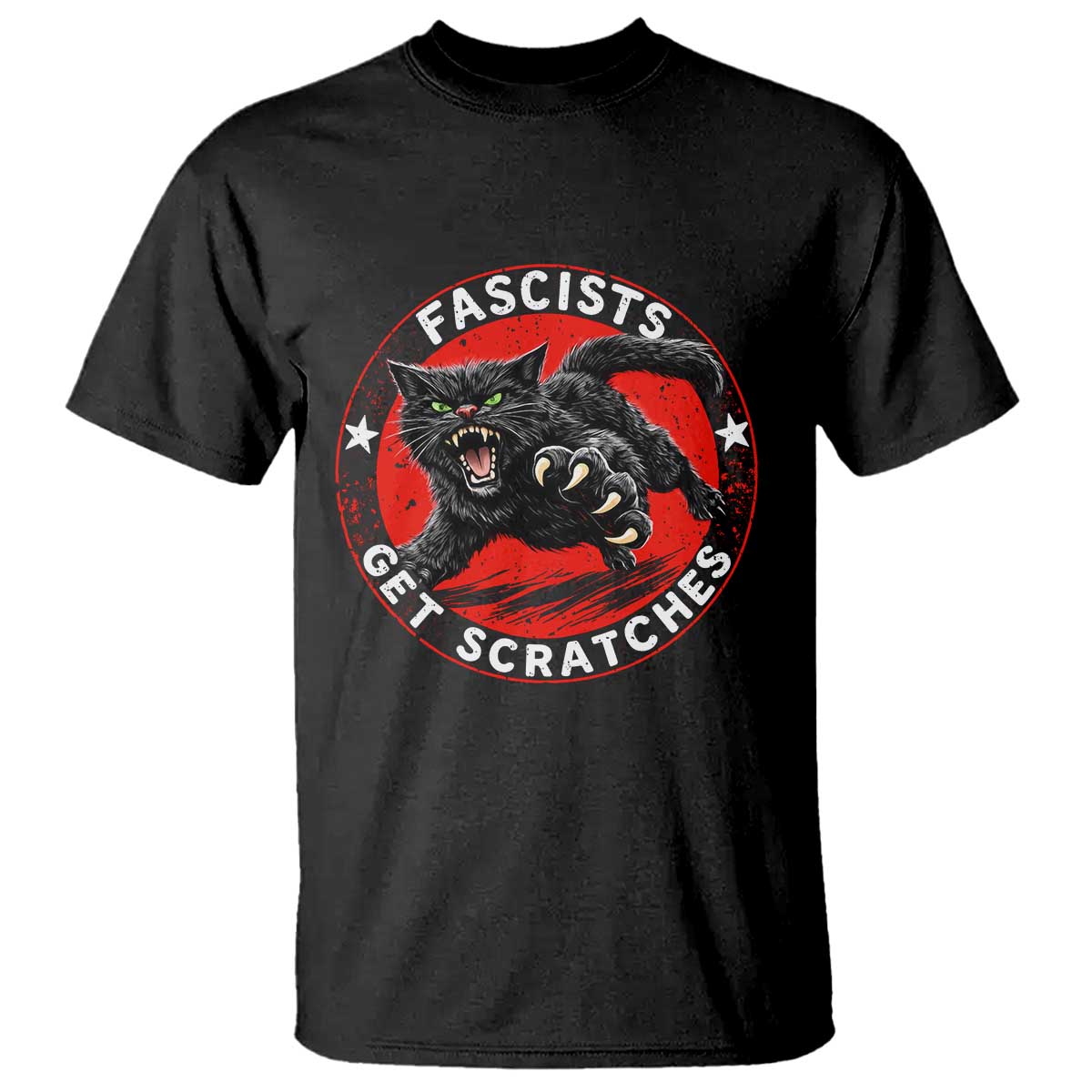Vintage Black Cat Against Fascists T Shirt