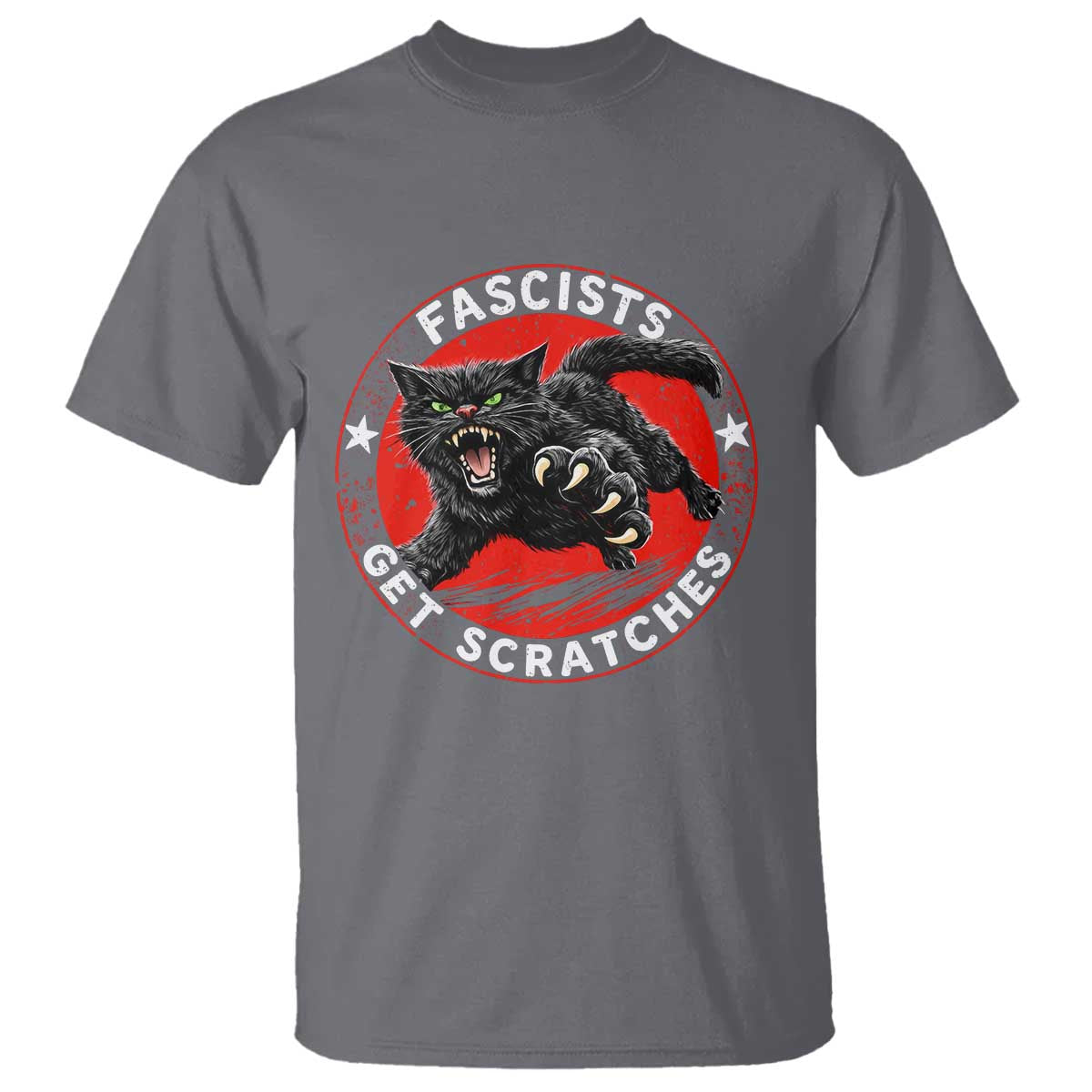 Vintage Black Cat Against Fascists T Shirt