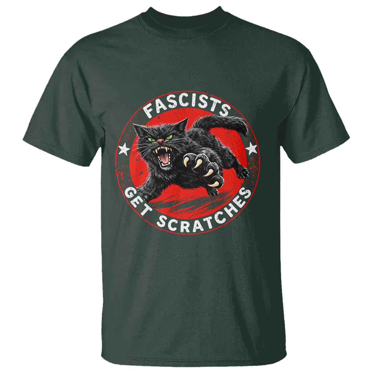 Vintage Black Cat Against Fascists T Shirt