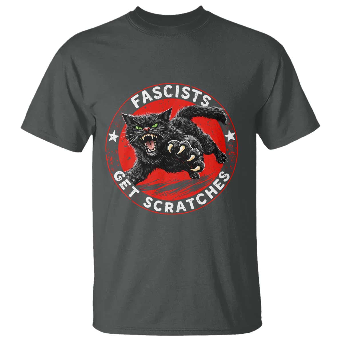 Vintage Black Cat Against Fascists T Shirt