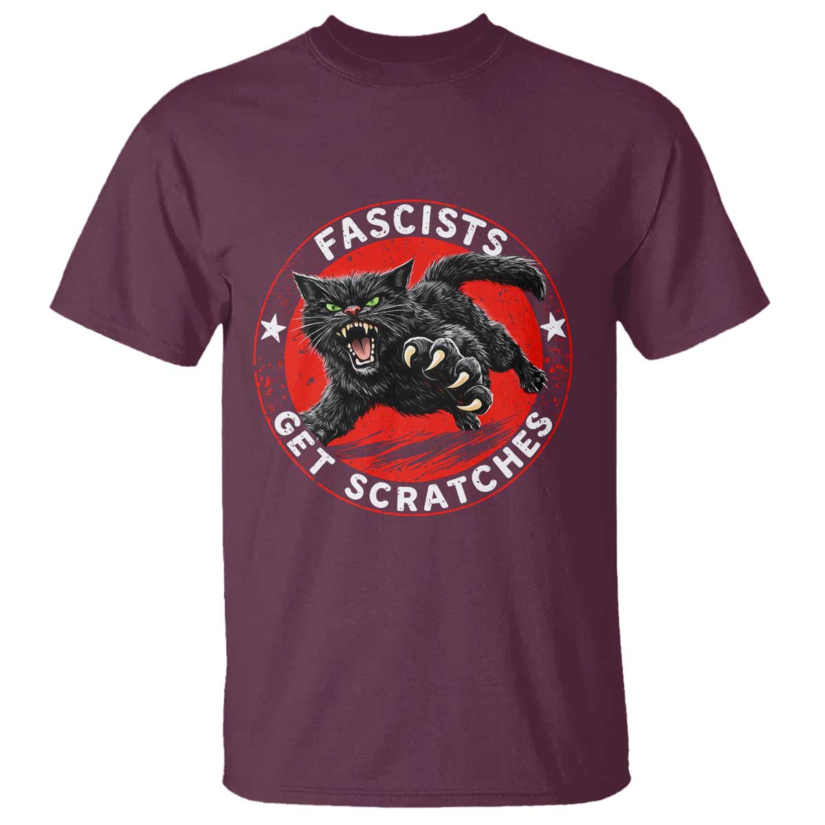 Vintage Black Cat Against Fascists T Shirt