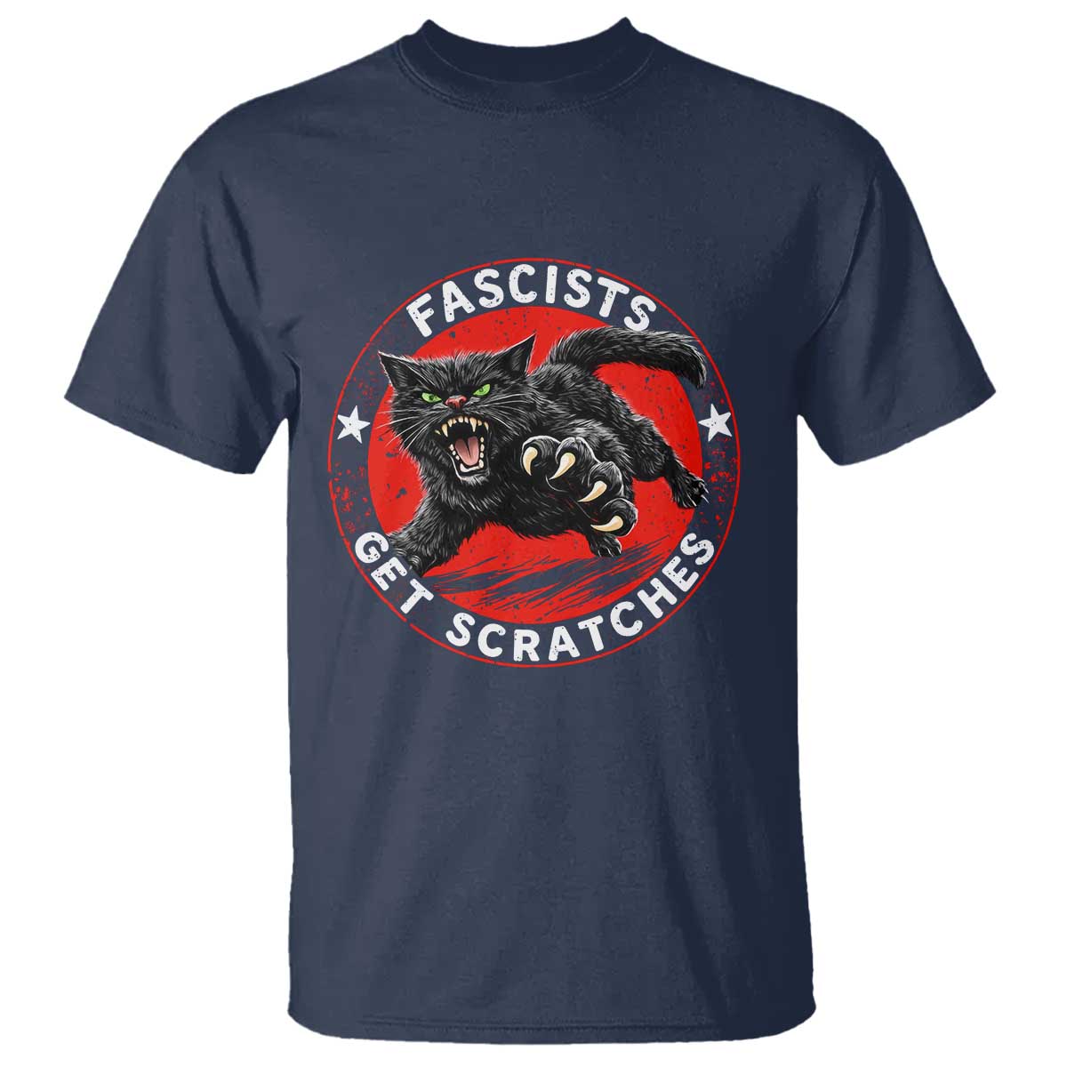 Vintage Black Cat Against Fascists T Shirt