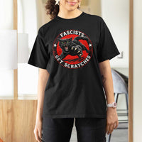 Vintage Black Cat Against Fascists T Shirt For Women
