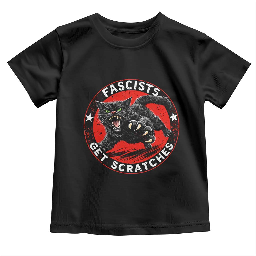 Vintage Black Cat Against Fascists Toddler T Shirt