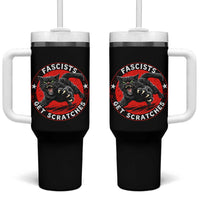 Vintage Black Cat Against Fascists Tumbler With Handle