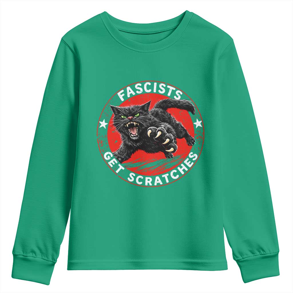 Vintage Black Cat Against Fascists Youth Sweatshirt