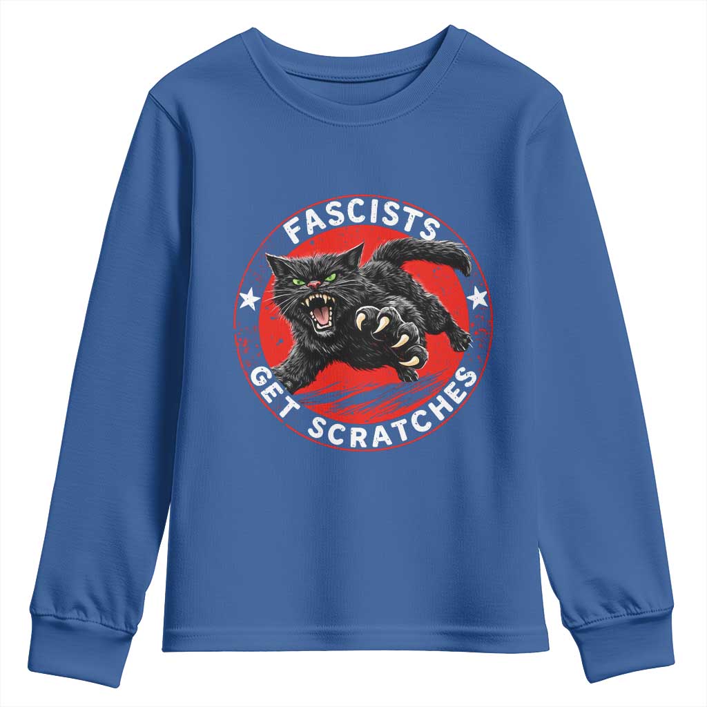 Vintage Black Cat Against Fascists Youth Sweatshirt