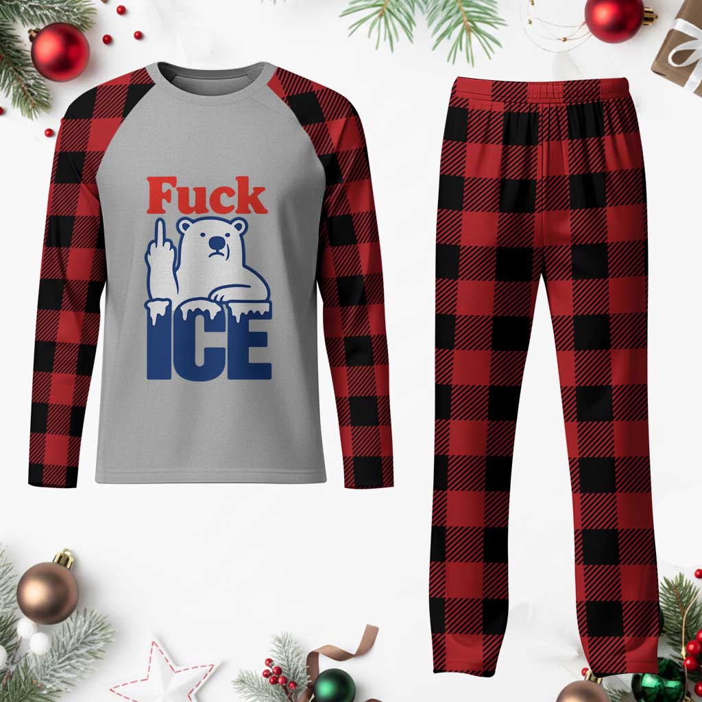 Fck Ice Plaid Pajama Set Get The Fck Out Of Minneapolis Polar Bear