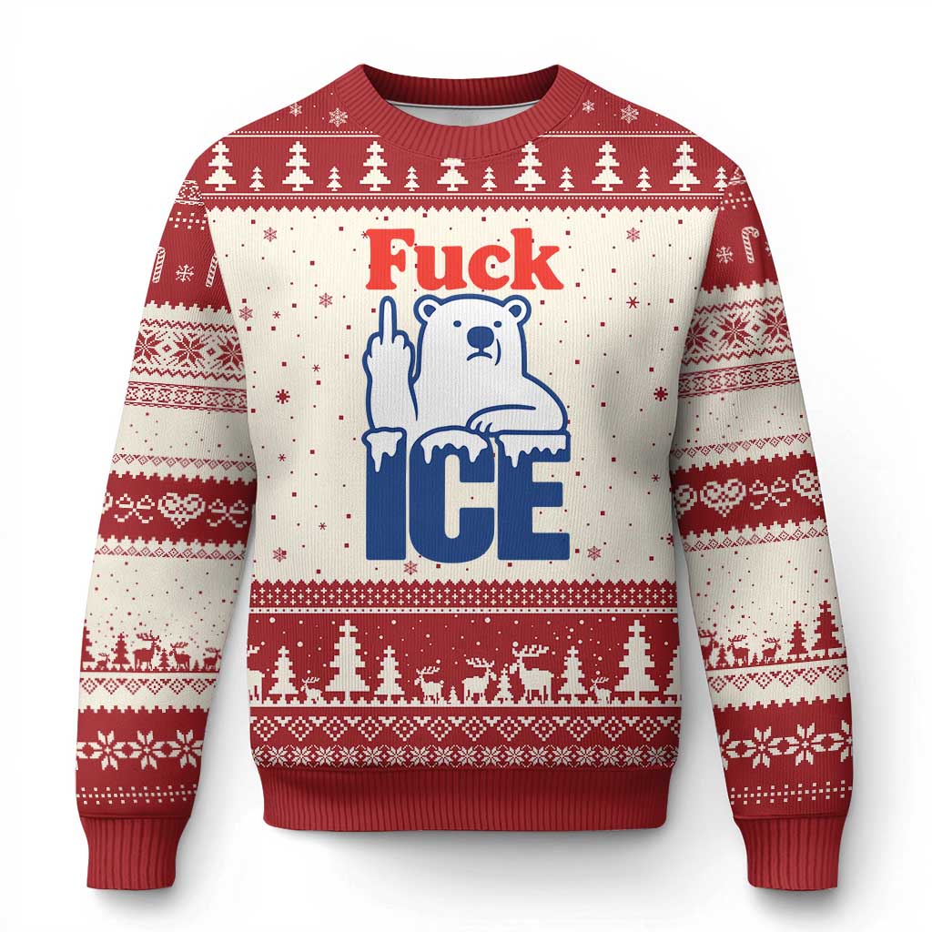 Fck Ice Ugly Christmas Sweater Get The Fck Out Of Minneapolis Polar Bear