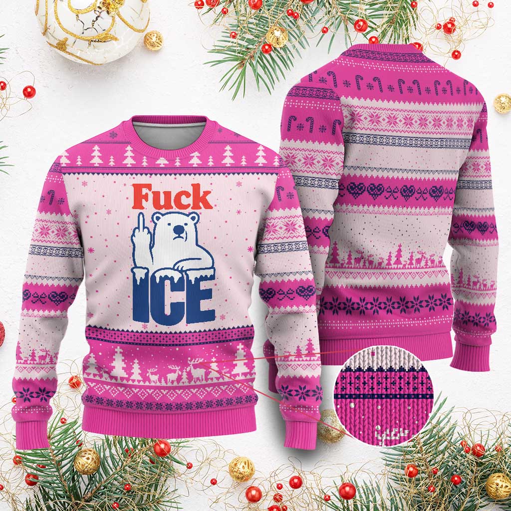 Fck Ice Ugly Christmas Sweater Get The Fck Out Of Minneapolis Polar Bear