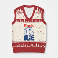 Fck Ice V-Neck Knit Sweater Vest Get The Fck Out Of Minneapolis Polar Bear