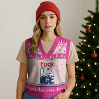 Fck Ice V-Neck Knit Sweater Vest Get The Fck Out Of Minneapolis Polar Bear