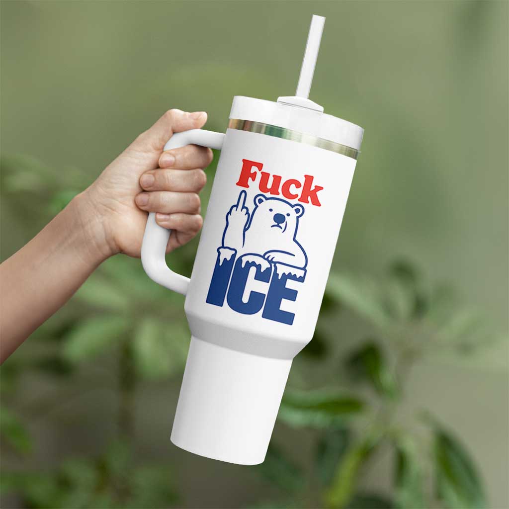 Fck Ice Tumbler With Handle Get The Fck Out Of Minneapolis Polar Bear