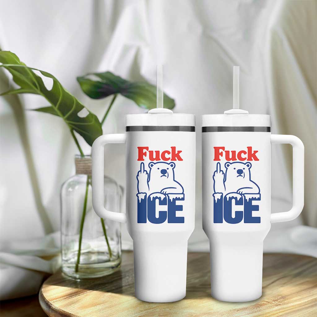 Fck Ice Tumbler With Handle Get The Fck Out Of Minneapolis Polar Bear