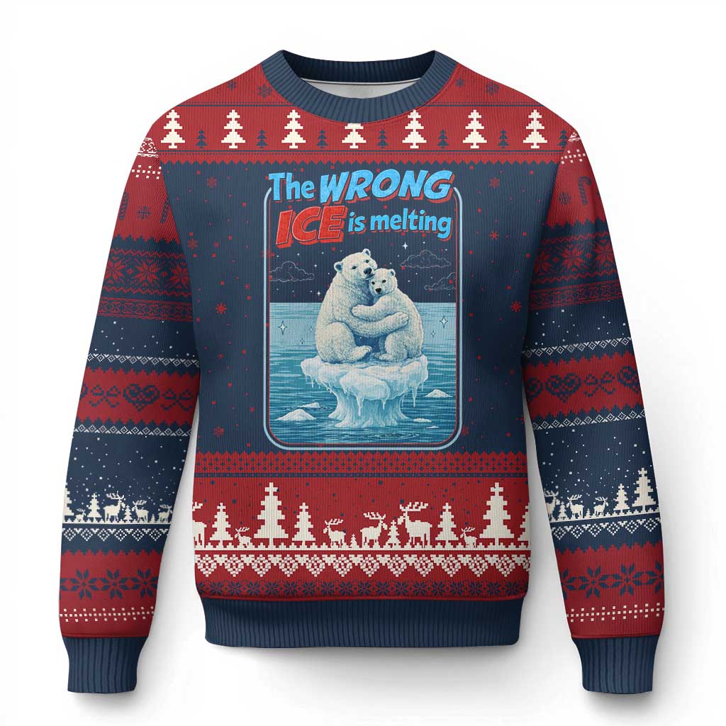 Fck Ice Ugly Christmas Sweater The Wrong Ice Is Melting Polar Bear Social Justice