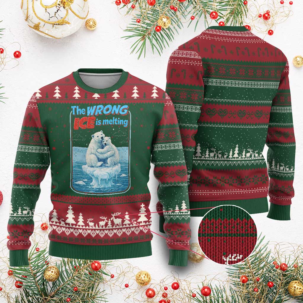 Fck Ice Ugly Christmas Sweater The Wrong Ice Is Melting Polar Bear Social Justice