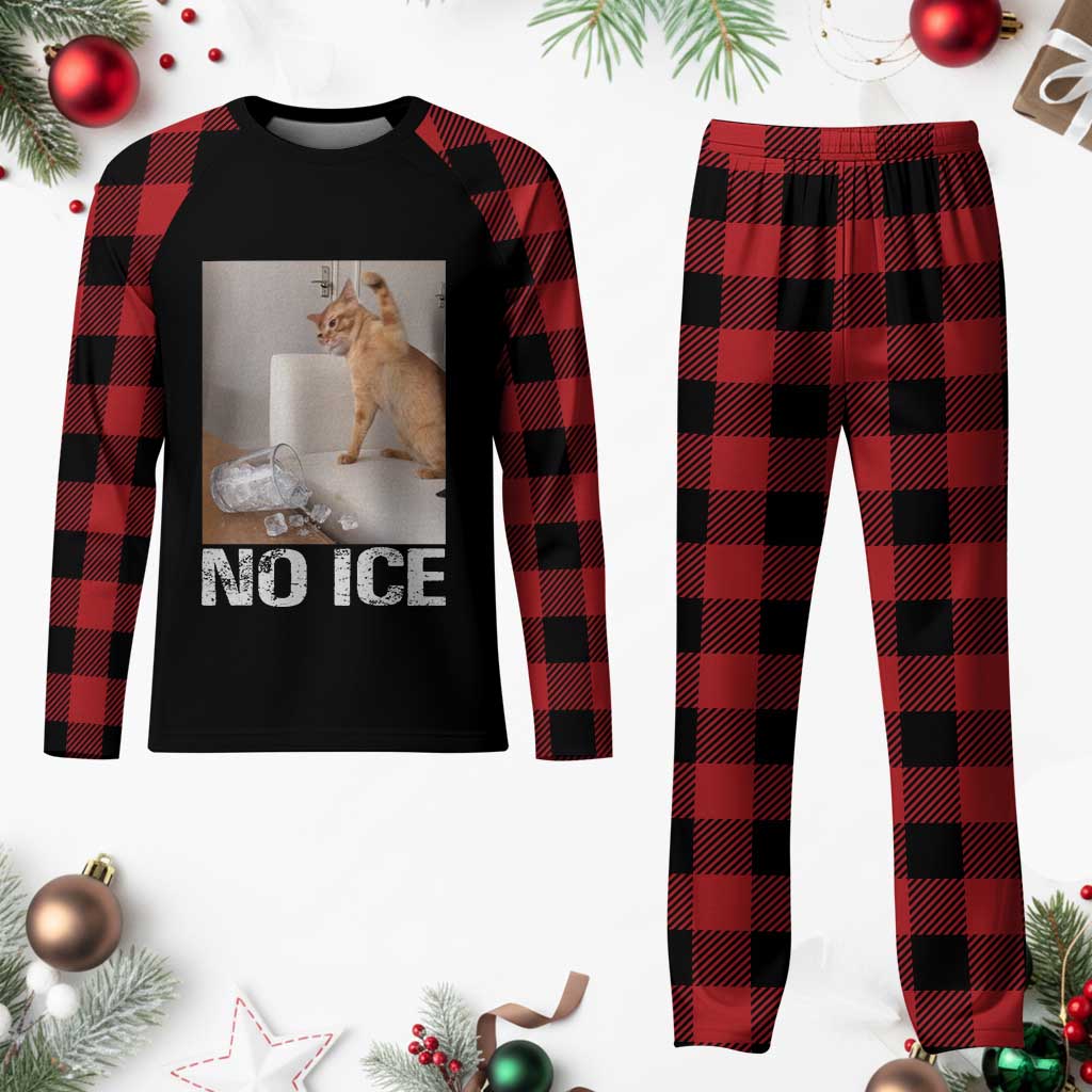 Funny Cat Meme No Ice Plaid Pajama Set Subtle FDT Political Satire Satirical Humor