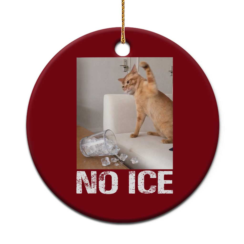 Funny Cat Meme No Ice Ceramic Ornament Subtle FDT Political Satire Satirical Humor