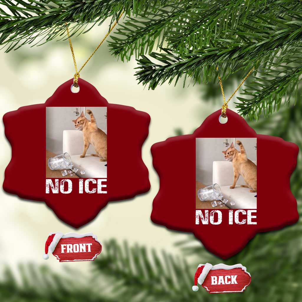 Funny Cat Meme No Ice Ceramic Ornament Subtle FDT Political Satire Satirical Humor
