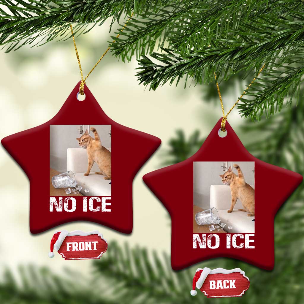 Funny Cat Meme No Ice Ceramic Ornament Subtle FDT Political Satire Satirical Humor