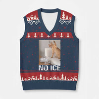 Funny Cat Meme No Ice V-Neck Knit Sweater Vest Subtle FDT Political Satire Satirical Humor