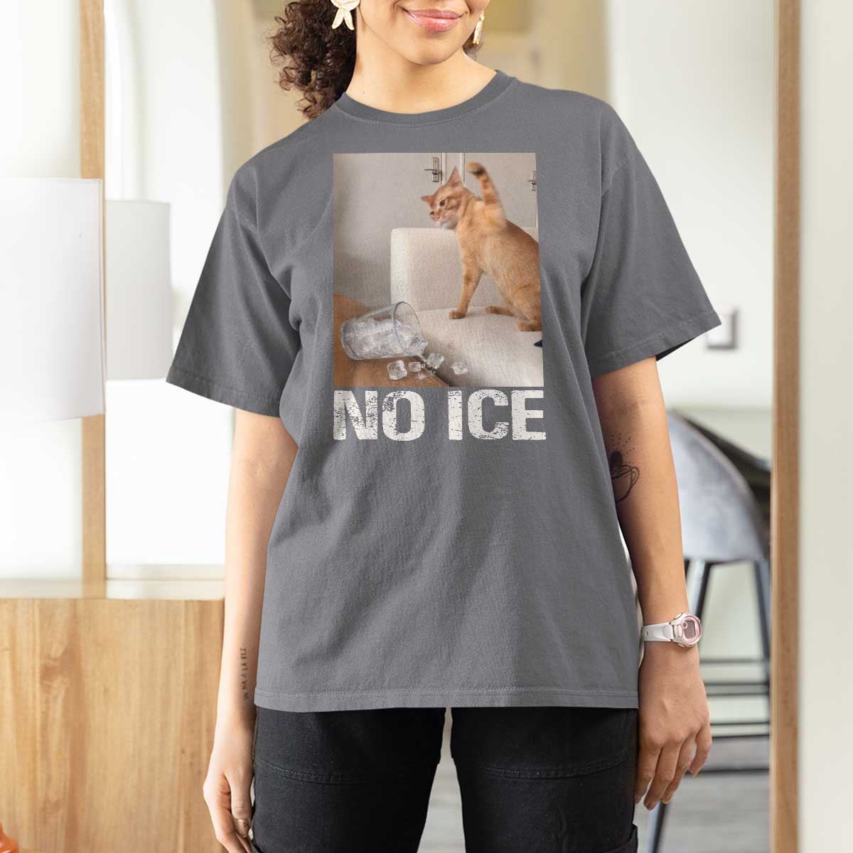 Funny Cat Meme No Ice T Shirt For Women Subtle FDT Political Satire Satirical Humor