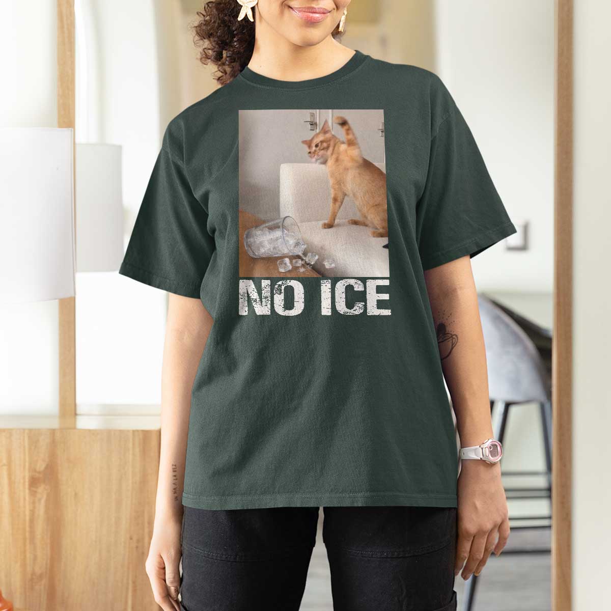 Funny Cat Meme No Ice T Shirt For Women Subtle FDT Political Satire Satirical Humor