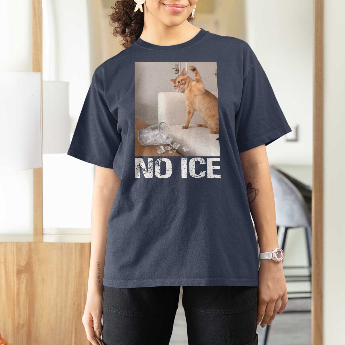 Funny Cat Meme No Ice T Shirt For Women Subtle FDT Political Satire Satirical Humor