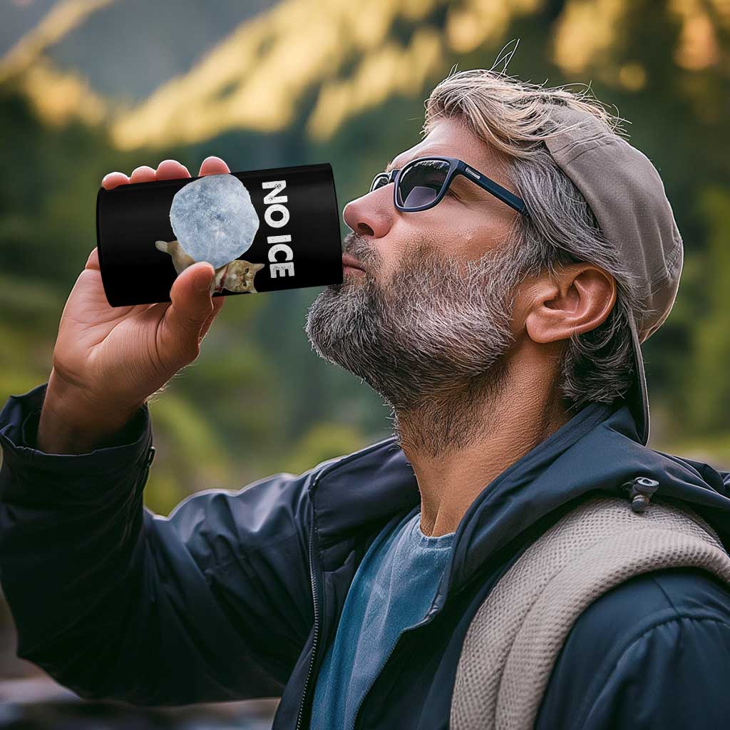 No Ice 4 in 1 Can Cooler Tumbler Funny Cat Meme Subtle FDT Political Satire