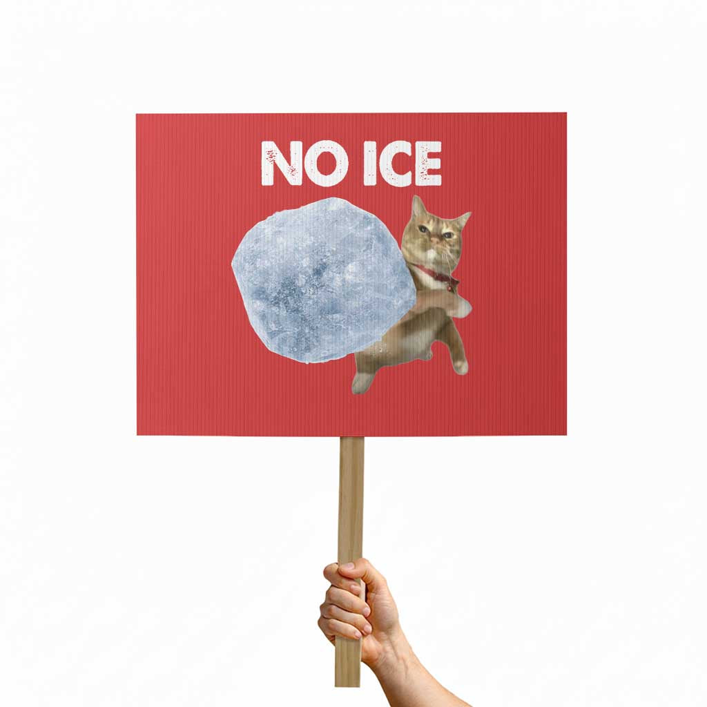 No Ice Protest Sign Funny Cat Meme Subtle FDT Political Satire