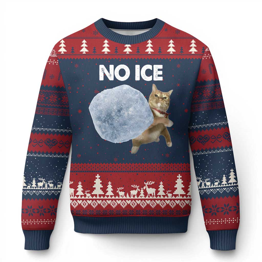 No Ice Ugly Christmas Sweater Funny Cat Meme Subtle FDT Political Satire